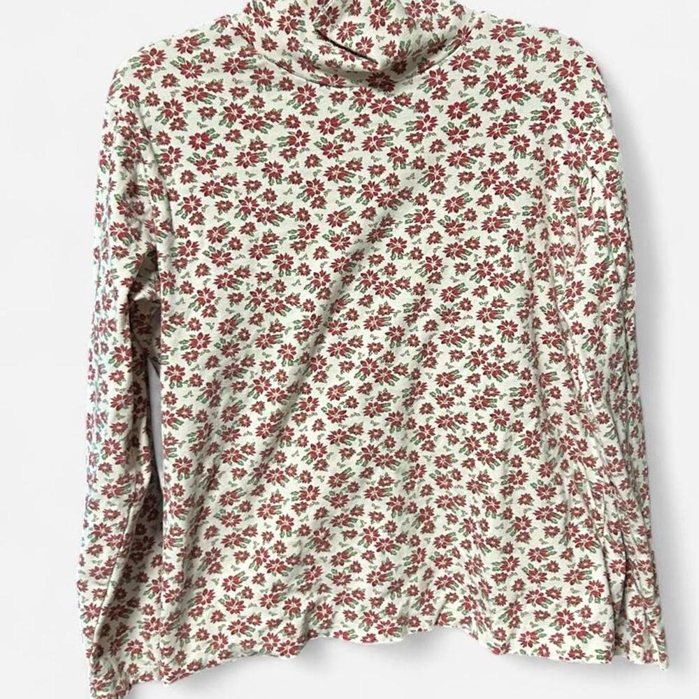 XL North Crest poinsettia holiday cotton turtleneck Christmas winter mock neck